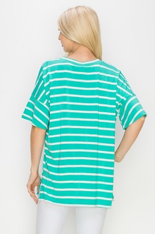 Women’s Striped Oversized Short Sleeve Top style 3