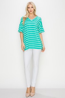 Women’s Striped Oversized Short Sleeve Top style 4