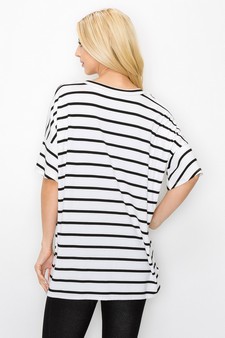 Women’s Striped Oversized Short Sleeve Top style 3