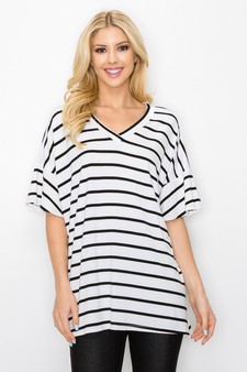 Women’s Striped Oversized Short Sleeve Top