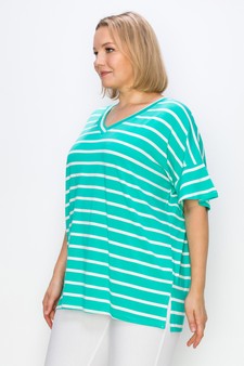 Women’s Striped Oversized Short Sleeve Top style 2