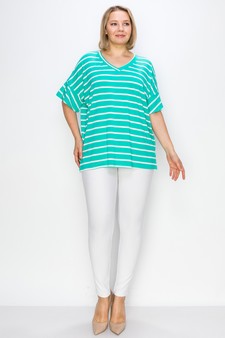 Women’s Striped Oversized Short Sleeve Top style 4