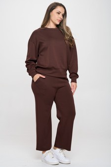 Solid UltraComfy Sweatshirt & Straight Leg Pant Set style 2