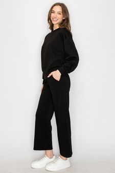 Solid UltraComfy Sweatshirt & Straight Leg Pant Set style 2