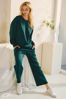 Solid UltraComfy Sweatshirt & Straight Leg Pant Set style 2