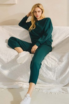 Solid UltraComfy Sweatshirt & Straight Leg Pant Set style 3