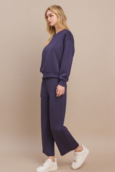 Women's Solid UltraComfy Sweatshirt & Straight Leg Pant Set style 2