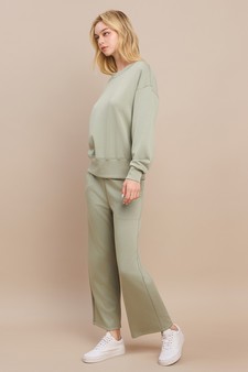 Solid UltraComfy Sweatshirt & Straight Leg Pant Set style 2