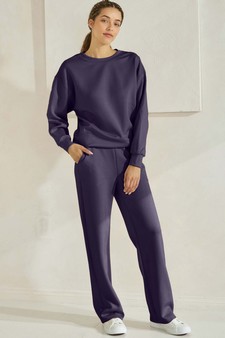 ETA 01/06/25 - Women's Solid Scuba Sweatshirt and Straight Leg Pant Set