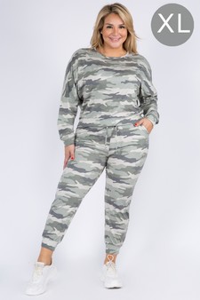 Women's French Terry Long Sleeve Vintage Camo Set