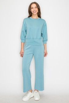 Women's UltraComfy Cropped Sweatshirt & Straight Leg Pant Set style 4