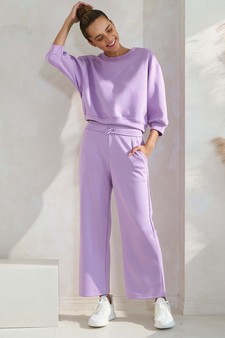 Women's UltraComfy Cropped Sweatshirt & Straight Leg Pant Set style 3