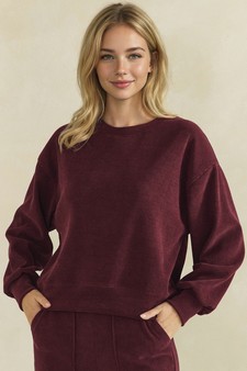 ETA 07/24/26 - Women's Relaxed Ribbed Corduroy Long Sleeve Top