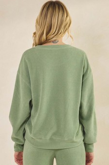 Women's Relaxed Ribbed Corduroy Long Sleeve Top style 2