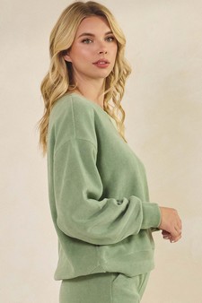 Women's Relaxed Ribbed Corduroy Long Sleeve Top style 3