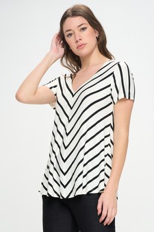 Women’s Chic in Stripes V-neck Top style 2