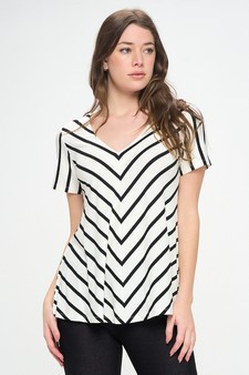 Women’s Chic in Stripes V-neck Top style 4