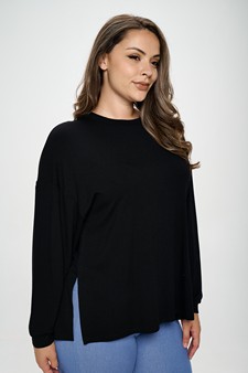 Women's Essential Relaxed Long Sleeve with Side Slits style 2