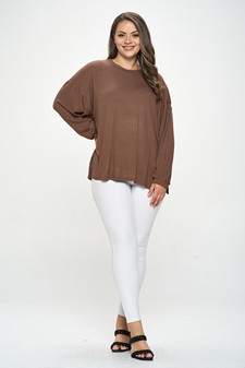 Women's Essential Relaxed Long Sleeve with Side Slits style 5