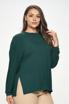 Women's Essential Relaxed Long Sleeve with Side Slits style 2