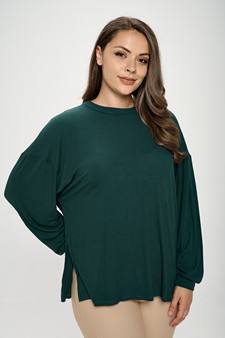 Women's Essential Relaxed Long Sleeve with Side Slits style 4