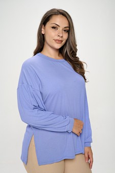 Women's Essential Relaxed Long Sleeve with Side Slits style 4