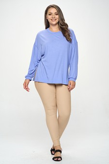 Women's Essential Relaxed Long Sleeve with Side Slits style 5