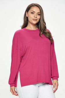 Women's Essential Relaxed Long Sleeve with Side Slits style 2