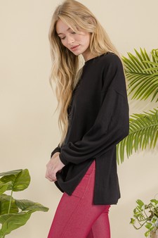 Women's Essential Relaxed Long Sleeve with Side Slits style 2