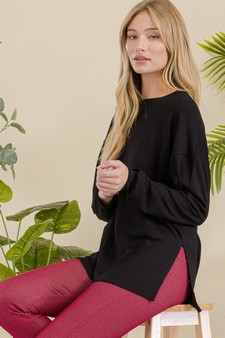 Women's Essential Relaxed Long Sleeve with Side Slits style 4