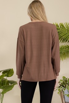 Women's Essential Relaxed Long Sleeve with Side Slits style 3