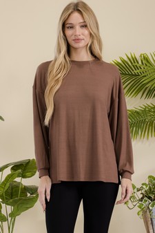 Women's Essential Relaxed Long Sleeve with Side Slits style 4