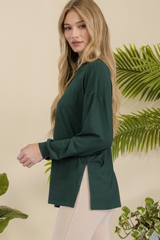 Women's Essential Relaxed Long Sleeve with Side Slits style 2