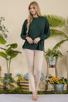 Women's Essential Relaxed Long Sleeve with Side Slits style 5