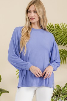 Women's Essential Relaxed Long Sleeve with Side Slits style 4