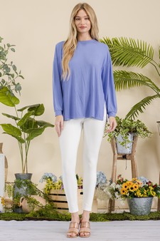 Women's Essential Relaxed Long Sleeve with Side Slits style 5