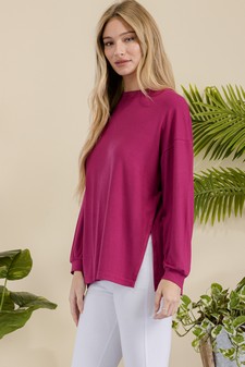 Women's Essential Relaxed Long Sleeve with Side Slits style 2