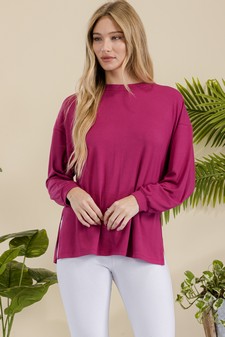 Women's Essential Relaxed Long Sleeve with Side Slits style 4