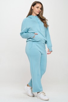 Solid UltraComfy Sweatshirt & Straight Leg Pant Set Plus size style 2