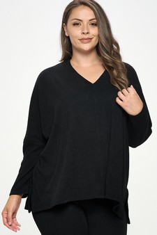 Women's V-Neck Loose Fit Comfy Knit Top style 4