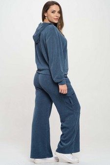 Women's Relaxed Ribbed Corduroy Hoodie and Cargo Pants Set style 2