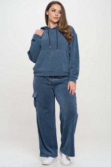 Women's Relaxed Ribbed Corduroy Hoodie and Cargo Pants Set