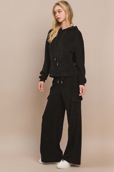 Women's Relaxed Ribbed Corduroy Hoodie and Cargo Pants Set style 2