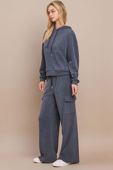 Women's Relaxed Ribbed Corduroy Hoodie and Cargo Pants Set style 2