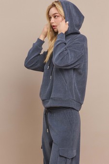 Women's Relaxed Ribbed Corduroy Hoodie and Cargo Pants Set style 4