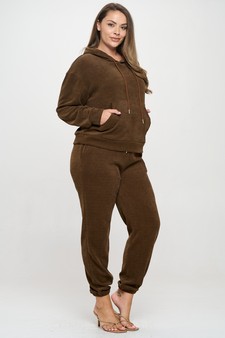 ETA 10/11/24 - Women's Relaxed Ribbed Corduroy Hoodie & Jogger Set style 2