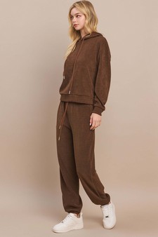 Women's Relaxed Ribbed Corduroy Hoodie and Cargo Pants Set style 2