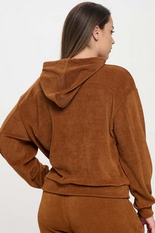 Women's Relaxed Ribbed Corduroy Hoodie - Plus Size style 2