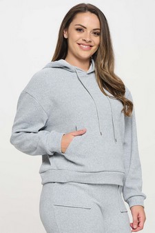 Women's Relaxed Ribbed Corduroy Hoodie - Plus Size style 3