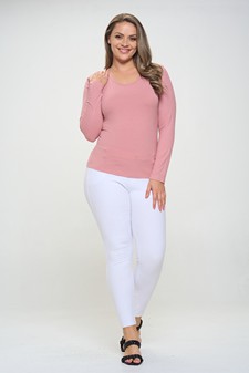 Women's Soft & Smooth Ribbed Long-sleeved Top style 5